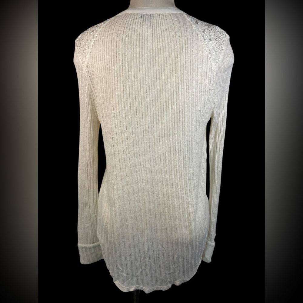 Lucky Brand Ivory Long Sleeve Knit Top Women’s Medium - Picture 2 of 4